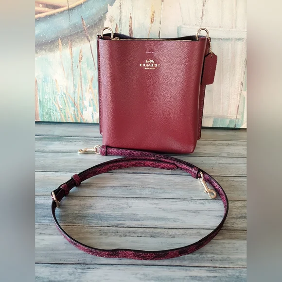 Coach Mollie Bucket Bag 22 Wine/Gold Crossbody Bag NWOT - Picture 1 of 14